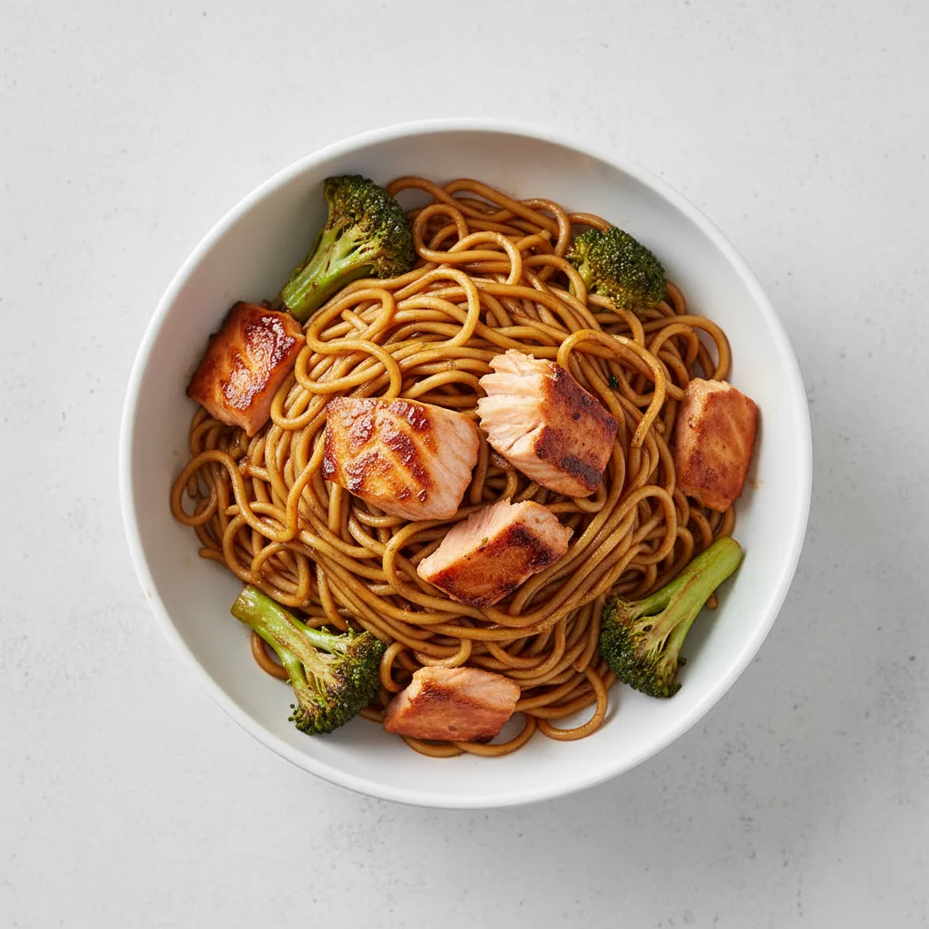 Teriyaki Salmon Yakisoba Noodles with Broccoli Teriyaki Salmon Yakisoba Noodles with Broccoli