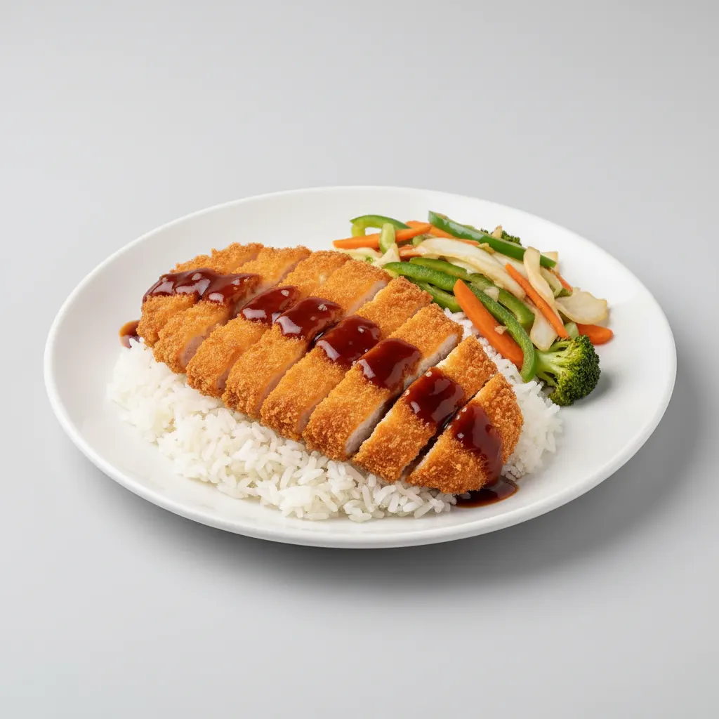 Chicken Katsu With White Rice and Veggies Chicken Katsu With White Rice and Veggies