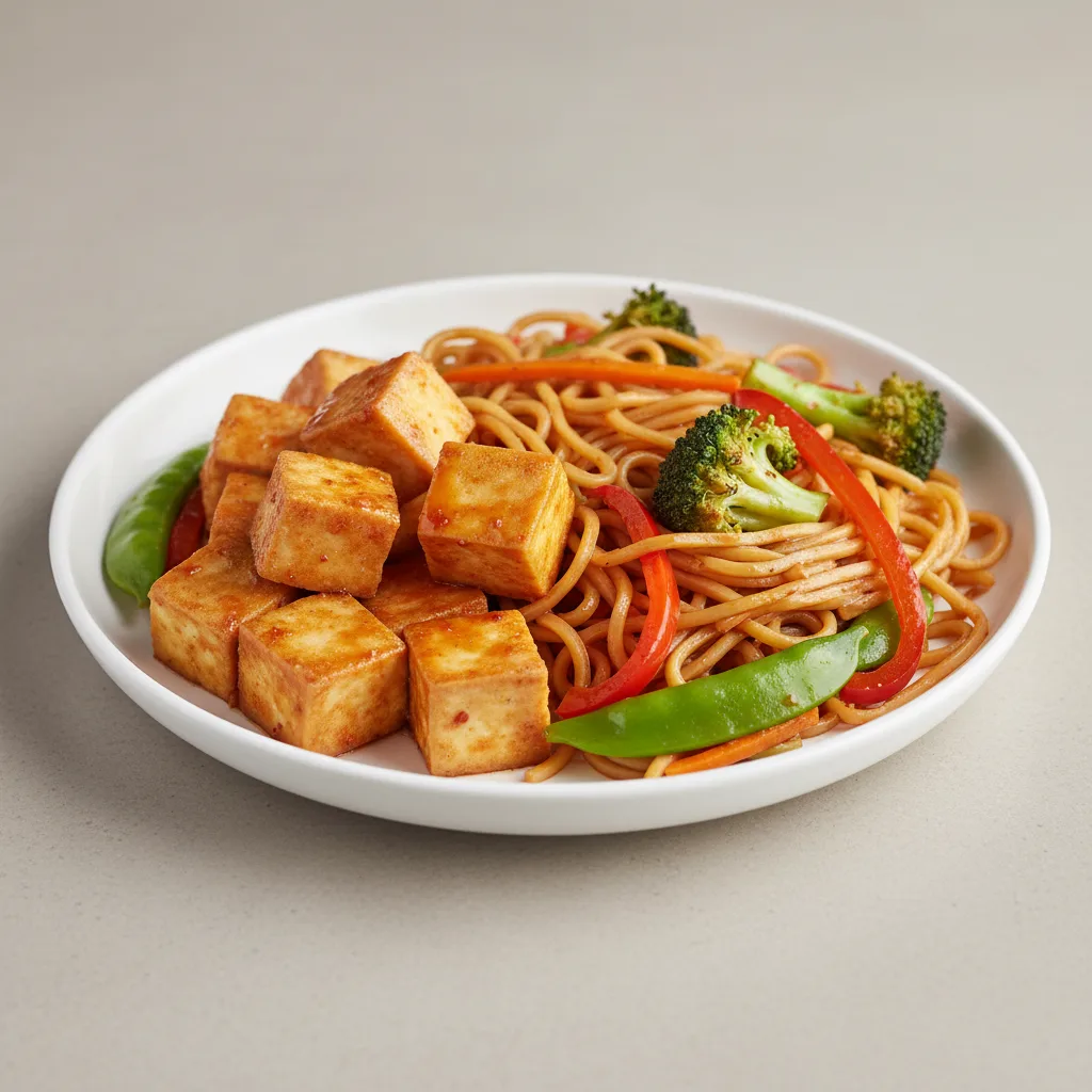 Spicy Tofu Teriyaki With Yakisoba Noodles and Veggies Spicy Tofu Teriyaki With Yakisoba Noodles and Veggies