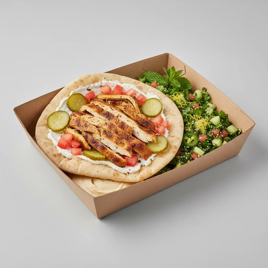 Chicken Shawarma with Tabouli Salad and Hummus Chicken Shawarma with Tabouli Salad and Hummus