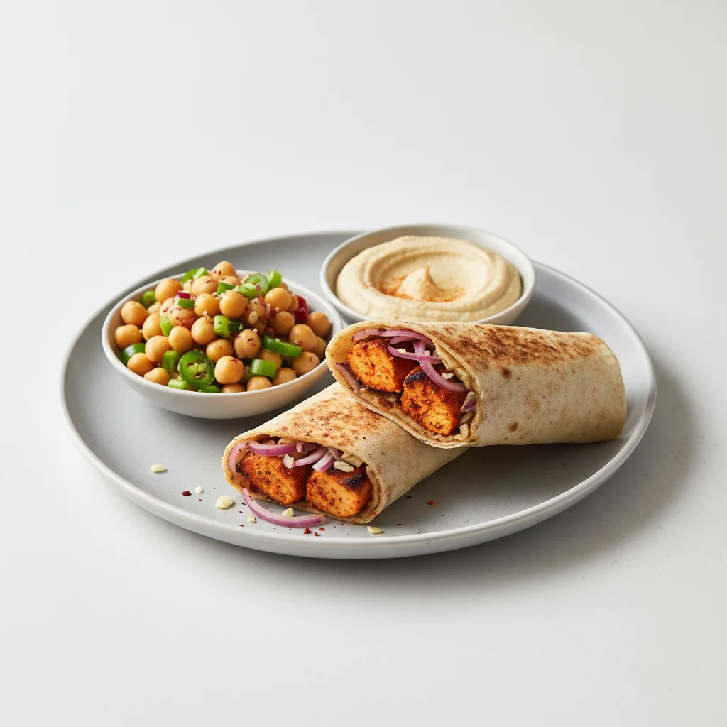 Spicy Chicken Kabob with Chickpea Salad and Hummus Spicy Chicken Kabob with Chickpea Salad and Hummus