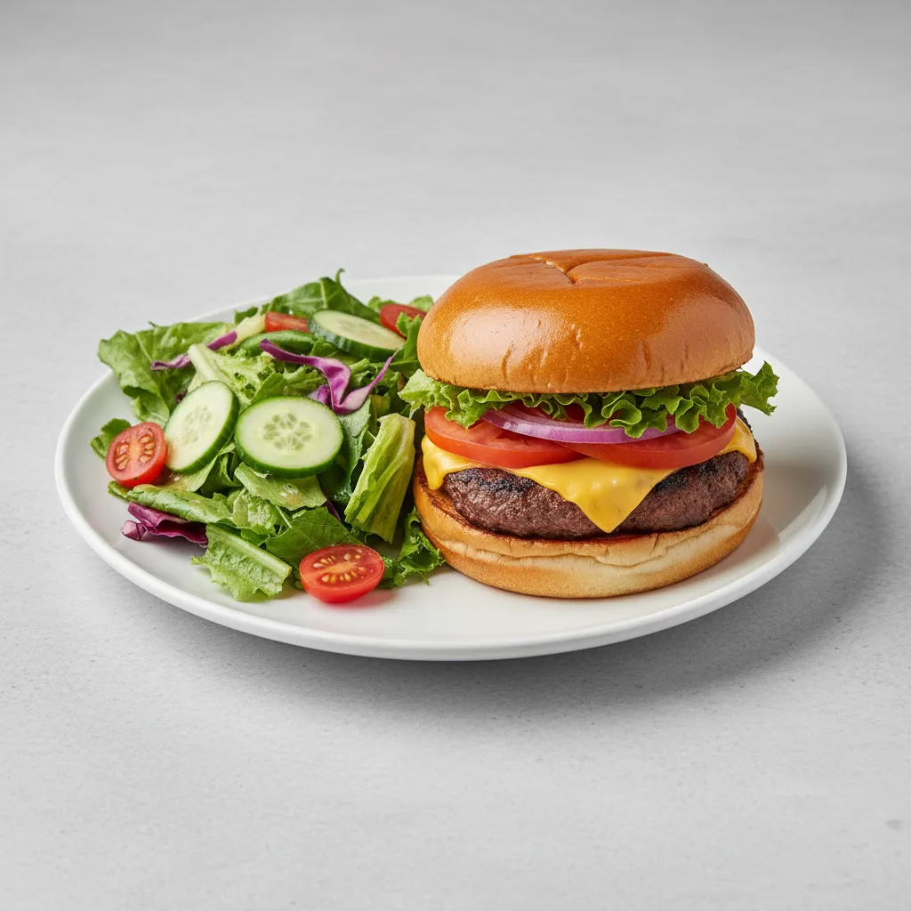 American Burger with Salad American Burger with Salad