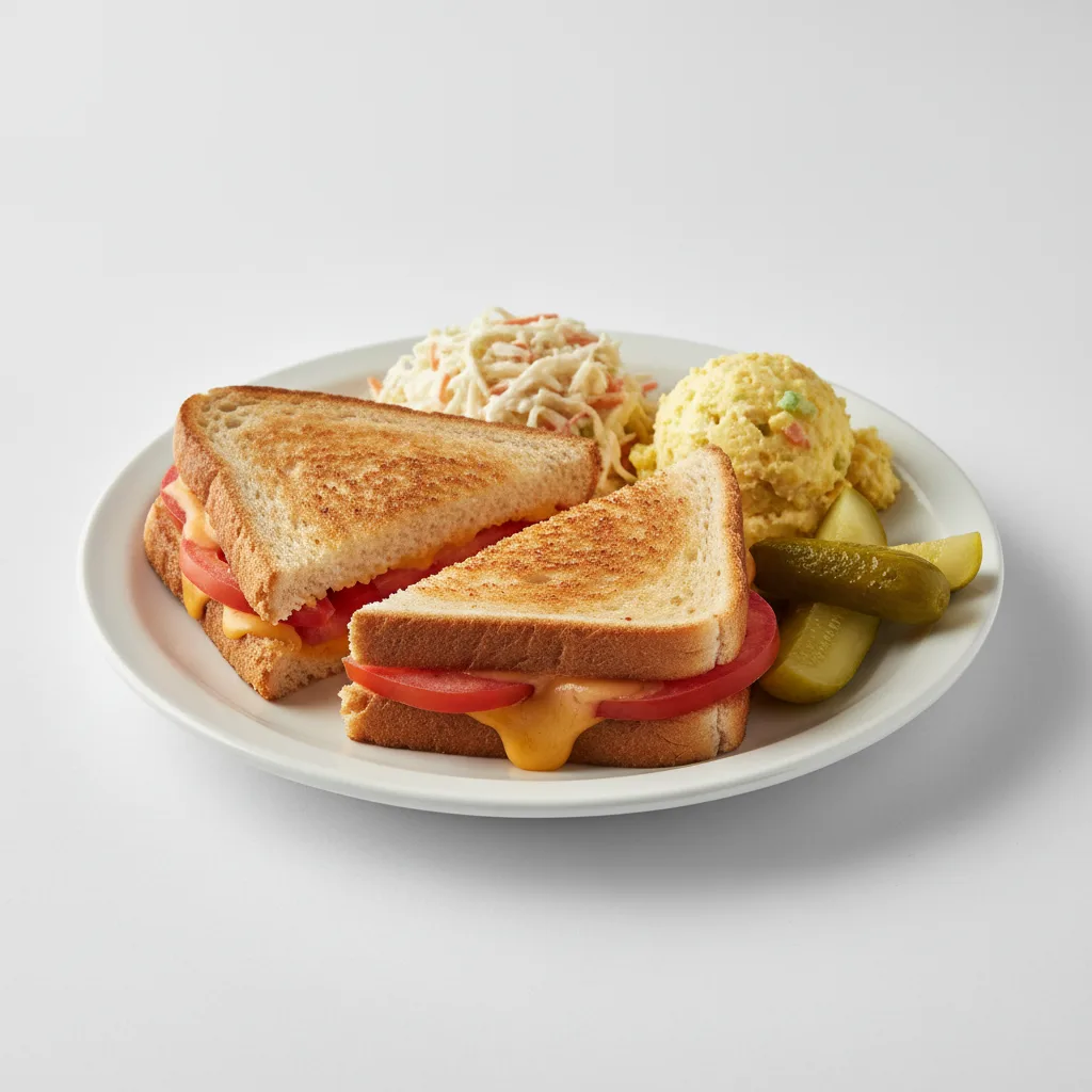 Grilled Cheese & Tomato with Cheddar Cheese on White Bread Grilled Cheese & Tomato with Cheddar Cheese on White Bread