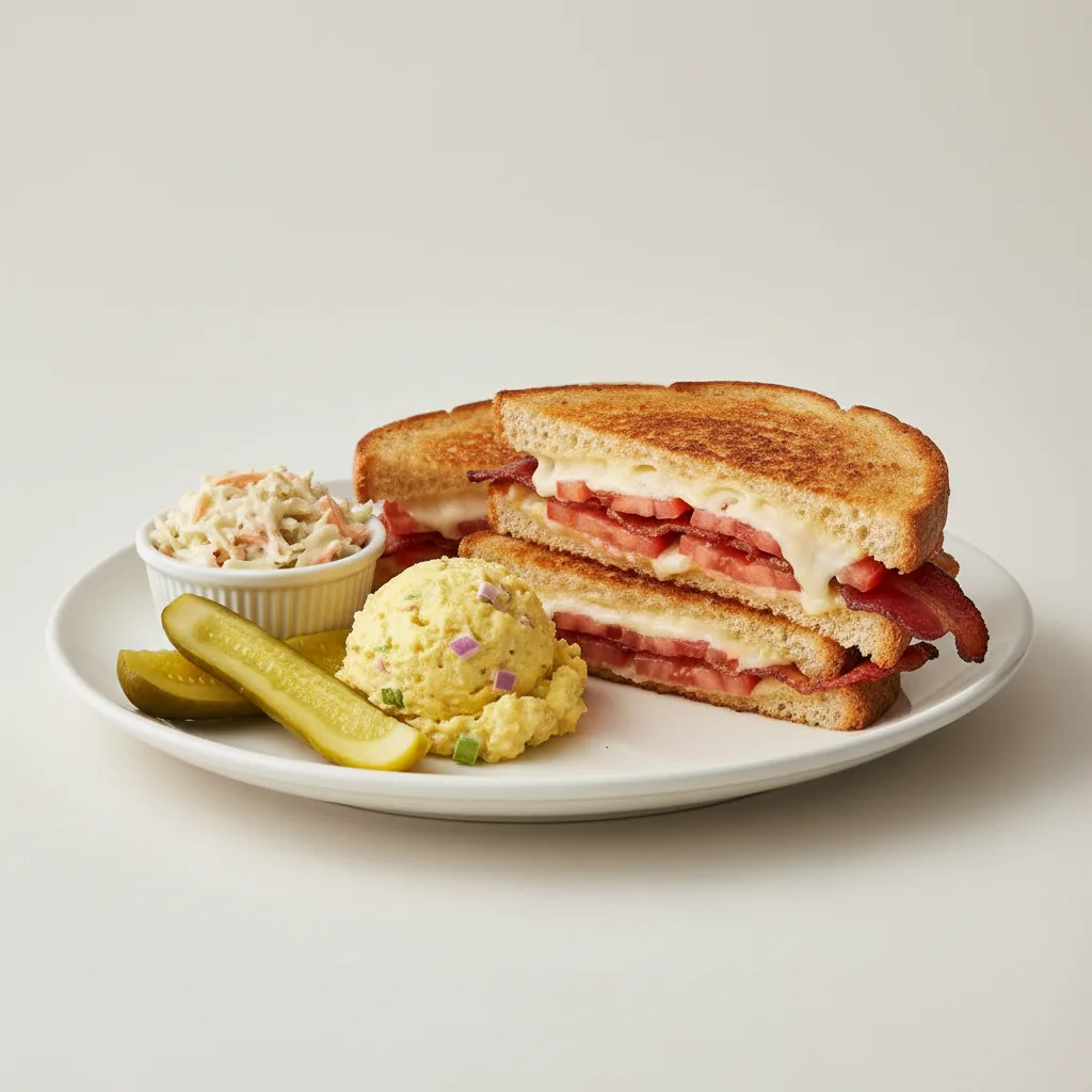 Grilled Cheese, Tomato & Bacon with American Cheese on Sourdough Bread Grilled Cheese, Tomato & Bacon with American Cheese on Sourdough Bread