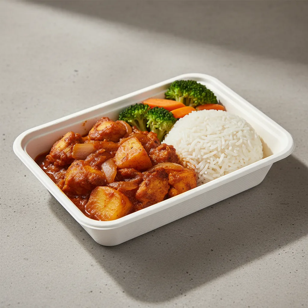 Halal Chicken Vindaloo Boxed Meal Halal Chicken Vindaloo Boxed Meal
