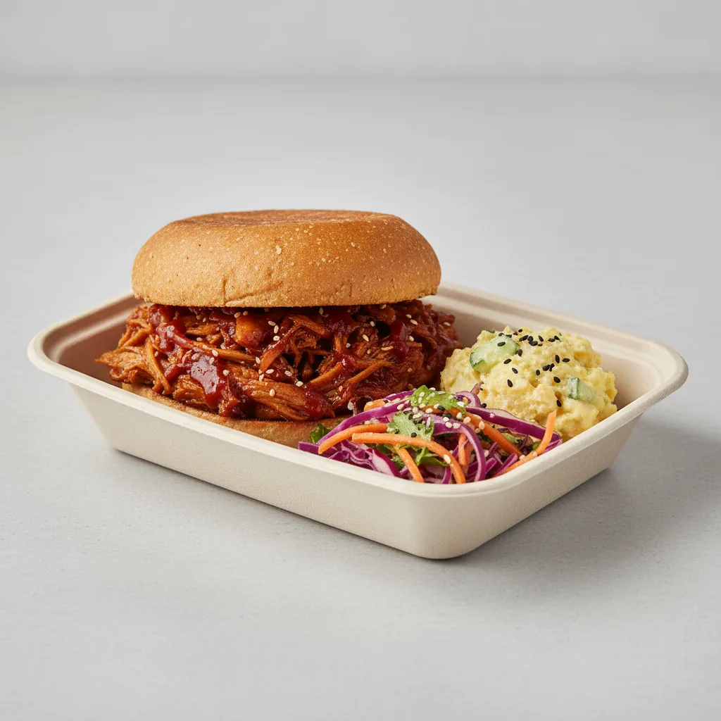 Gluten Free Vegan Korean BBQ Jackfruit Sandwich Boxed Lunch Gluten Free Vegan Korean BBQ Jackfruit Sandwich Boxed Lunch