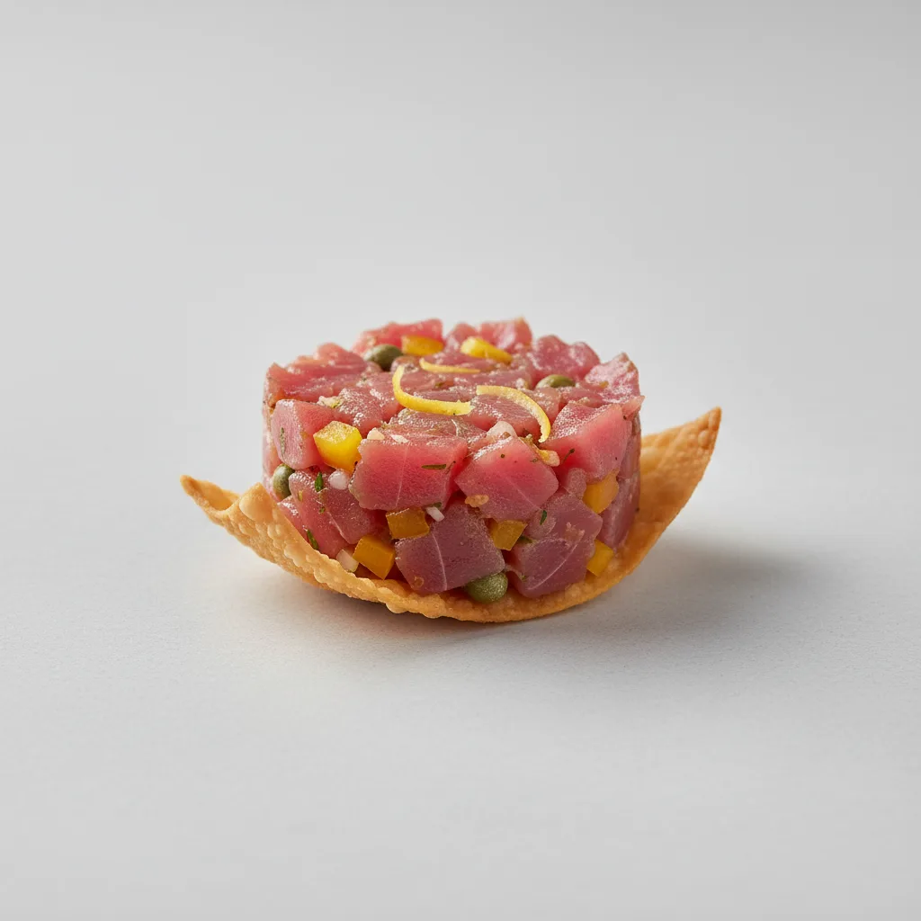 Ahi Tuna Tartar on Wonton Ahi Tuna Tartar on Wonton