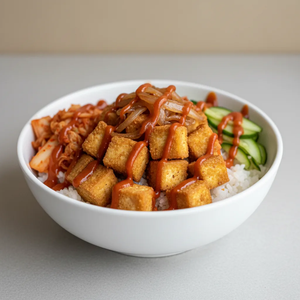 Organic Fried Tofu Rice Bowl (Spicy) Organic Fried Tofu Rice Bowl (Spicy)