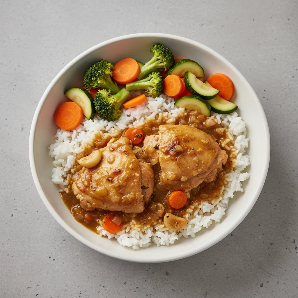 Garlic Chicken Thigh Stew With Rice and Veggies Garlic Chicken Thigh Stew With Rice and Veggies