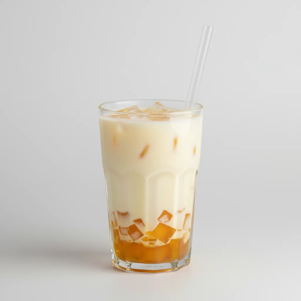 White Rabbit Milk Tea (full Sweet) With Mango Jelly White Rabbit Milk Tea (full Sweet) With Mango Jelly