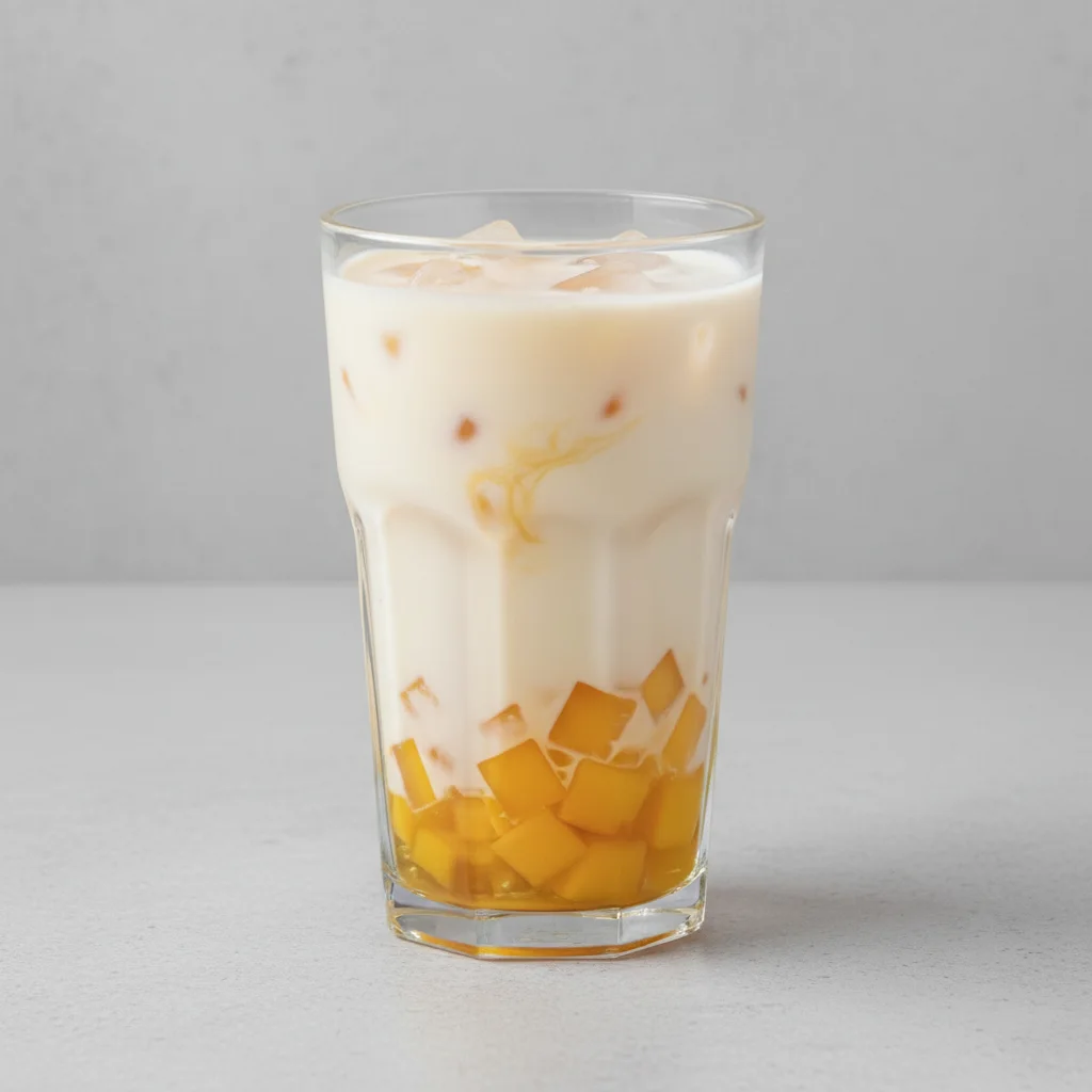White Rabbit Milk Tea (half Sweet) With Mango Jelly White Rabbit Milk Tea (half Sweet) With Mango Jelly