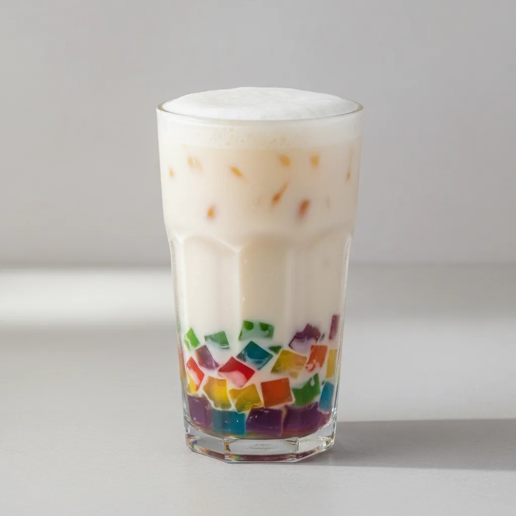 White Rabbit Milk Tea (full Sweet) With Rainbow Jelly White Rabbit Milk Tea (full Sweet) With Rainbow Jelly