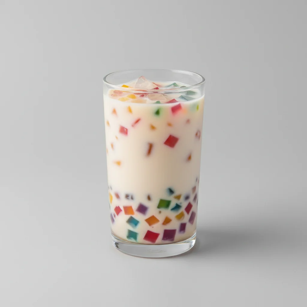 White Rabbit Milk Tea (no Sweet) With Rainbow Jelly White Rabbit Milk Tea (no Sweet) With Rainbow Jelly