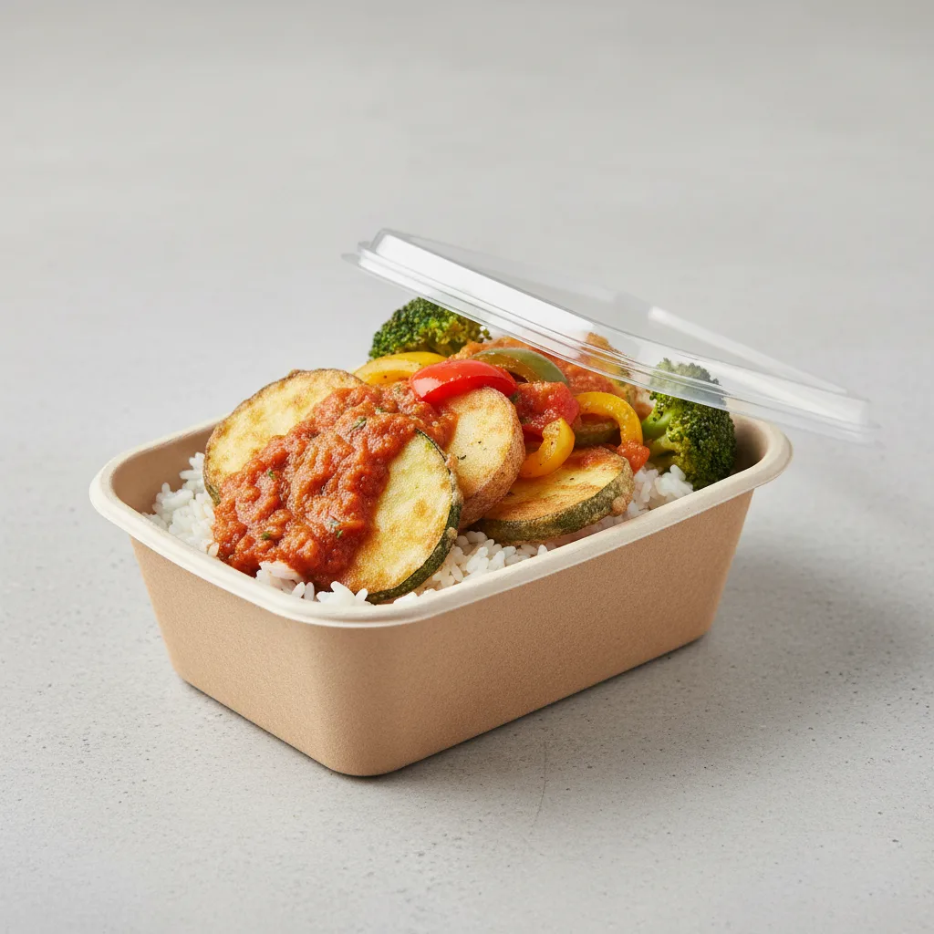 JAIN BOX [21oz] - Vegetable Tempura with Tomato Sauce over Rice
