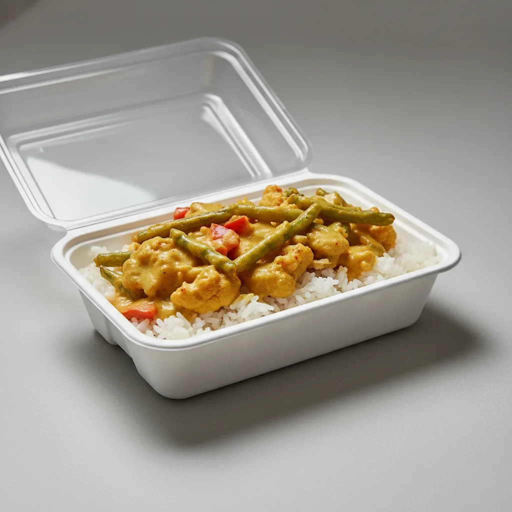 JAIN BOX [21oz] - Vegetable Tempura with Coconut Curry over Rice
