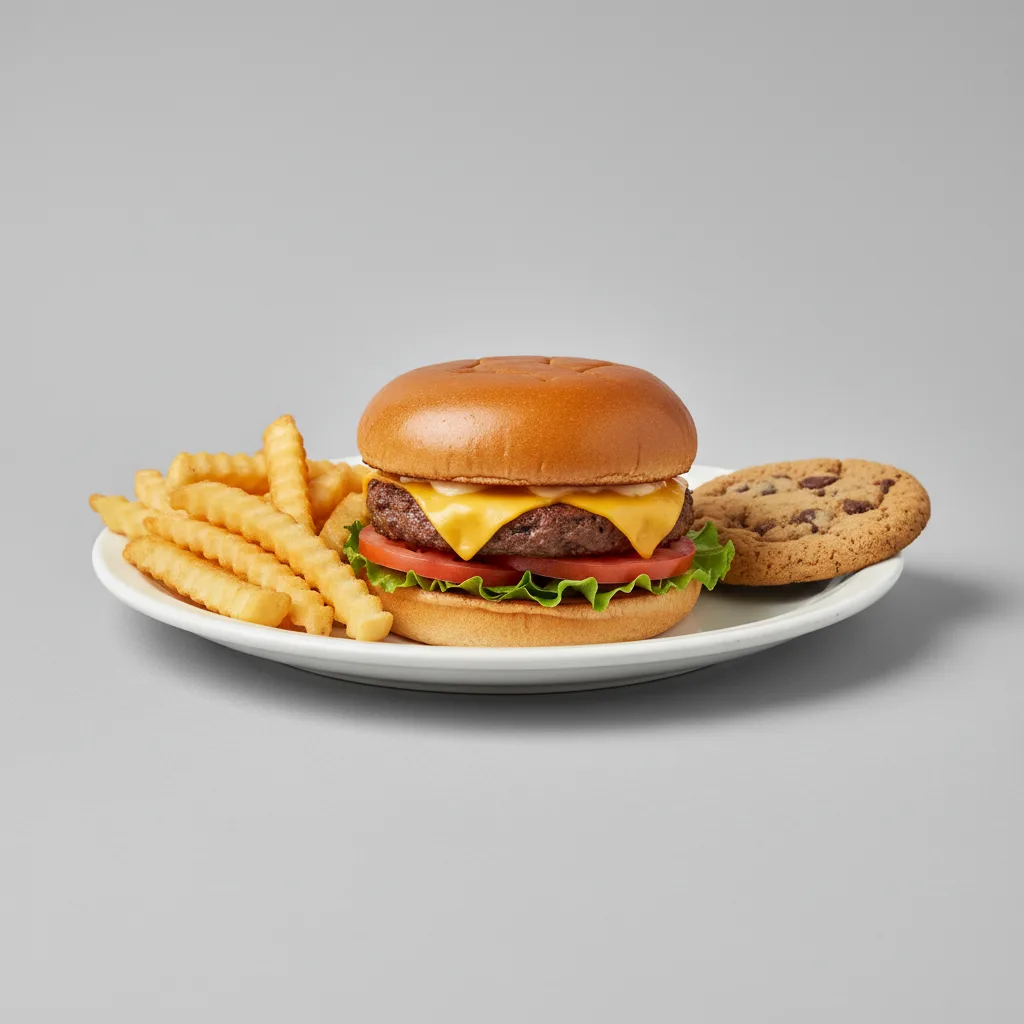 Cheeseburger with Fries and a Cookie Cheeseburger with Fries and a Cookie