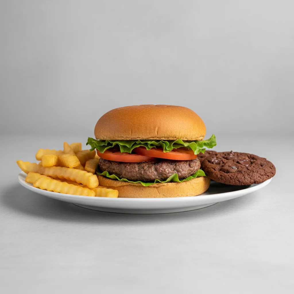 Gluten Free Hamburger with Fries and a Cookie Gluten Free Hamburger with Fries and a Cookie