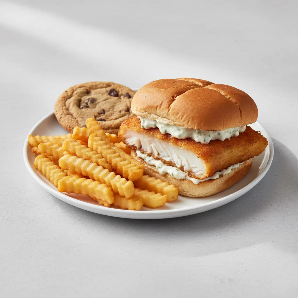 Gluten Free Cod Sandwich with Fries and a Cookie Gluten Free Cod Sandwich with Fries and a Cookie