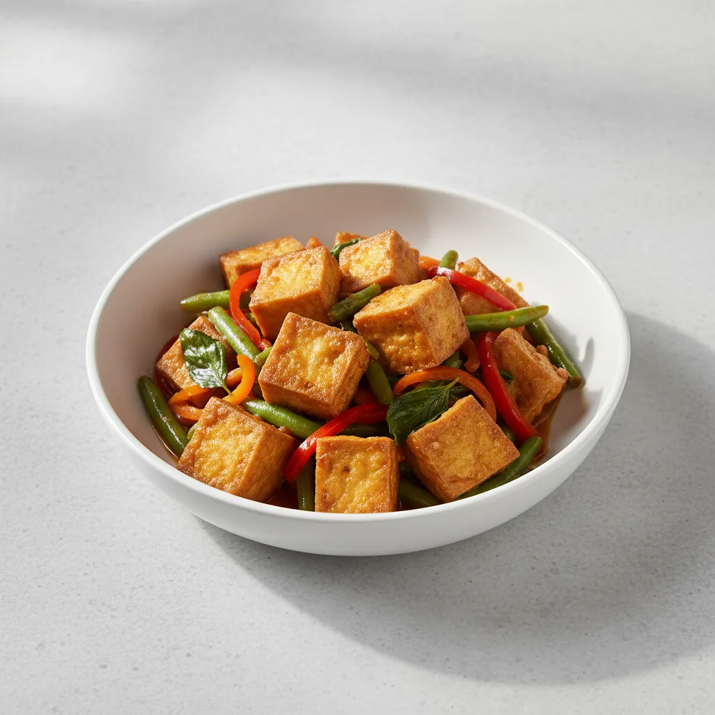 Saute Pliking with Fried Tofu Saute Pliking with Fried Tofu