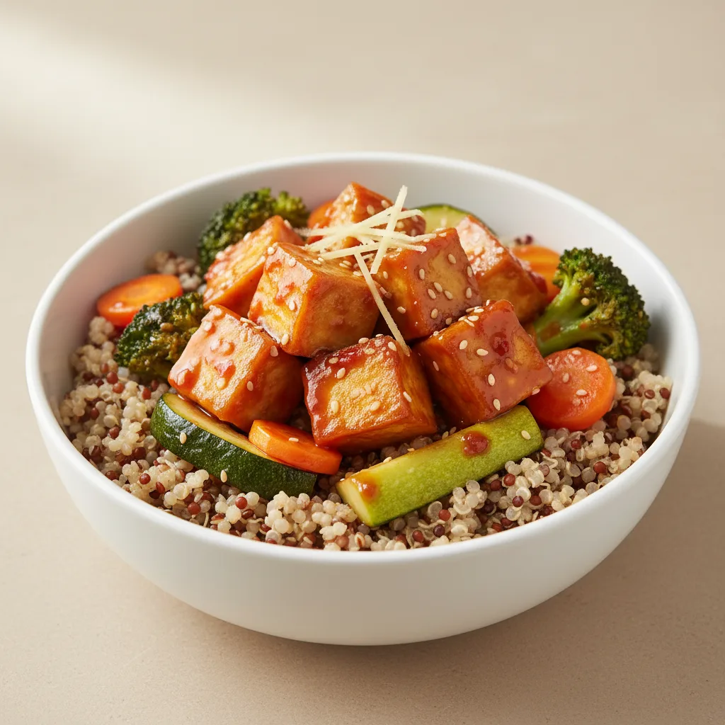 Sweet Chili-Ginger Tofu with Quinoa