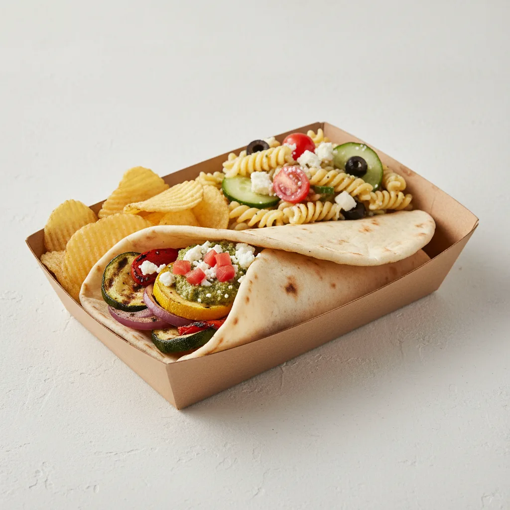 Grilled Veggie Gyro w/ Greek Pasta Salad Box Grilled Veggie Gyro w/ Greek Pasta Salad Box
