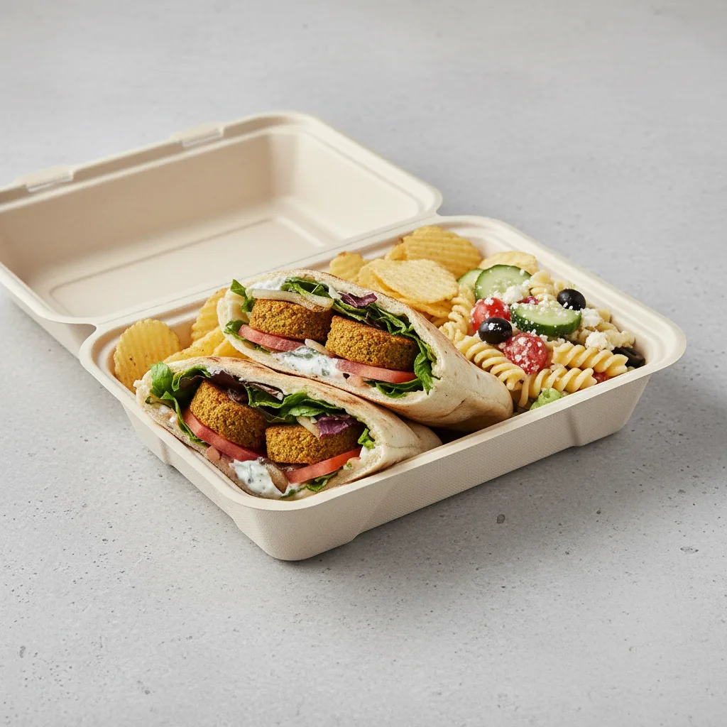 Falafel Gyro w/ Greek Pasta Salad Box Falafel Gyro w/ Greek Pasta Salad Box