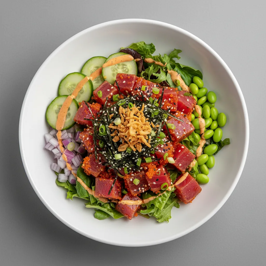 Large Spicy Ahi over Salad Large Spicy Ahi over Salad
