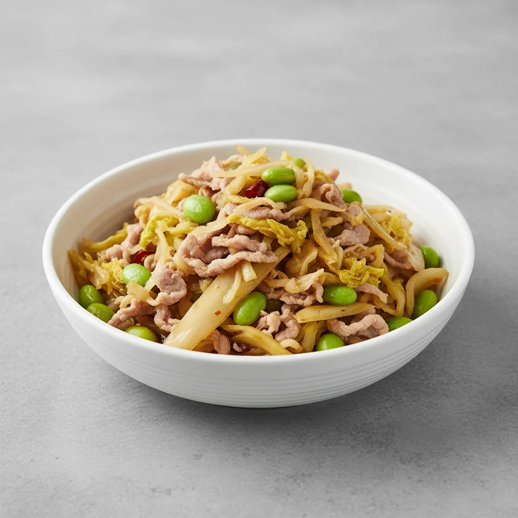 Shanghai Sauerkraut Pork and Edamame 酸菜肉丝毛豆 Shanghai Sauerkraut Pork and Edamame 酸菜肉丝毛豆