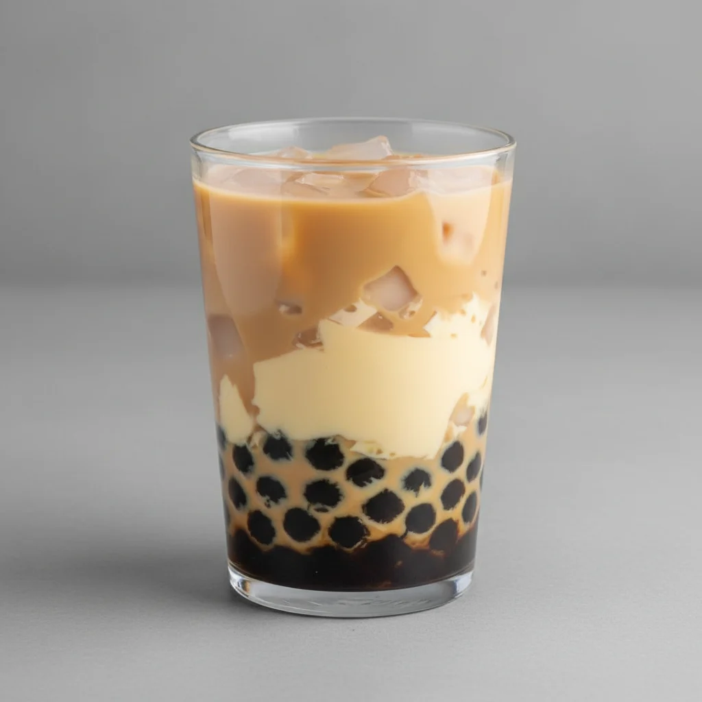 Milk Tea with Boba Pudding and Lychee Jelly [16 oz Unsweetened]