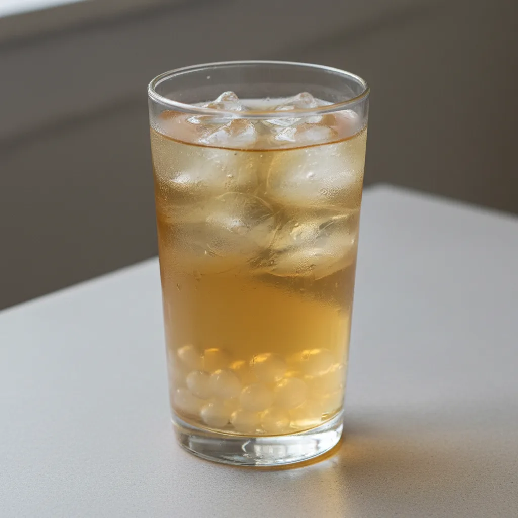 Chryssantemum iced Tea (Half Sweet) with Lychee Jelly Chryssantemum iced Tea (Half Sweet) with Lychee Jelly
