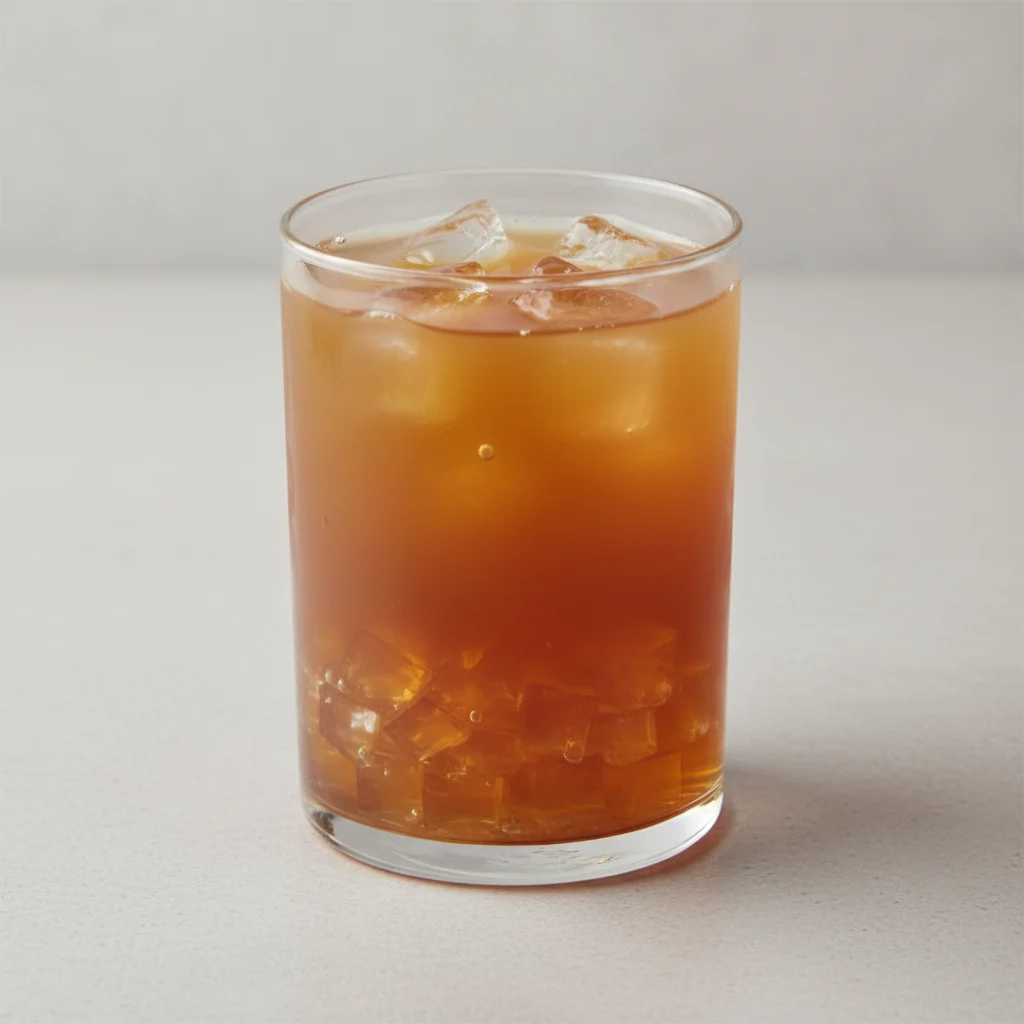 Hojicha Iced Tea (25% Sweet) with Lychee Jelly Hojicha Iced Tea (25% Sweet) with Lychee Jelly