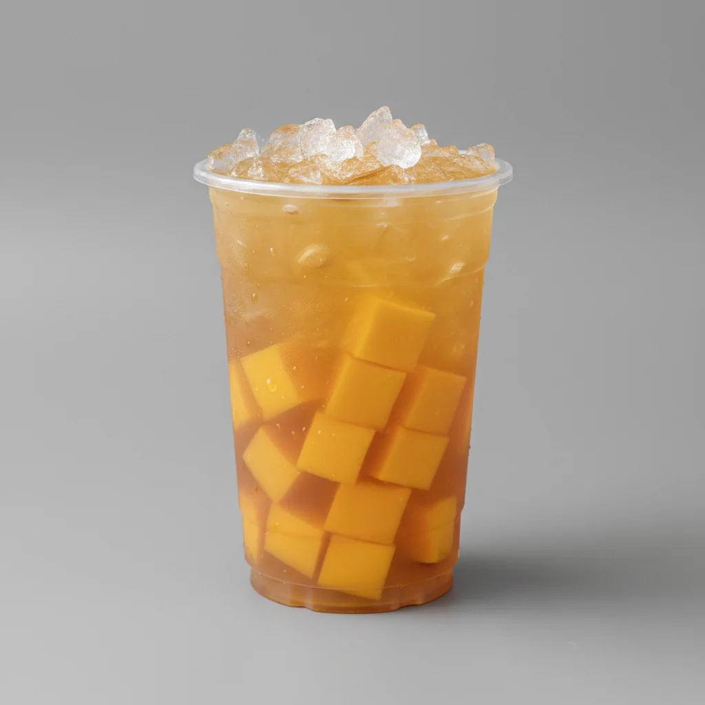 Longan iced Tea (25% Sweet) with Mango Jelly Longan iced Tea (25% Sweet) with Mango Jelly