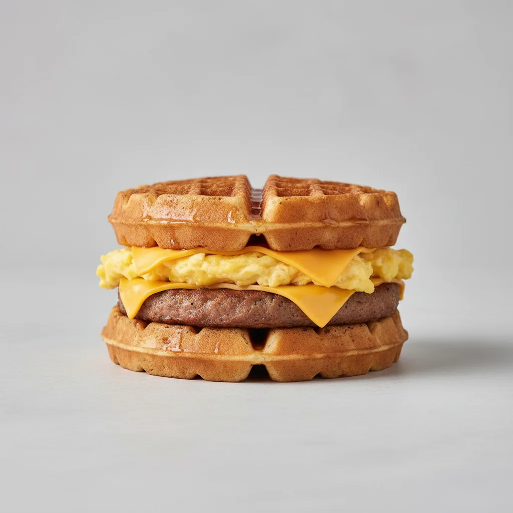 Breakfast Waffle Sandwich With Sausage Breakfast Waffle Sandwich With Sausage