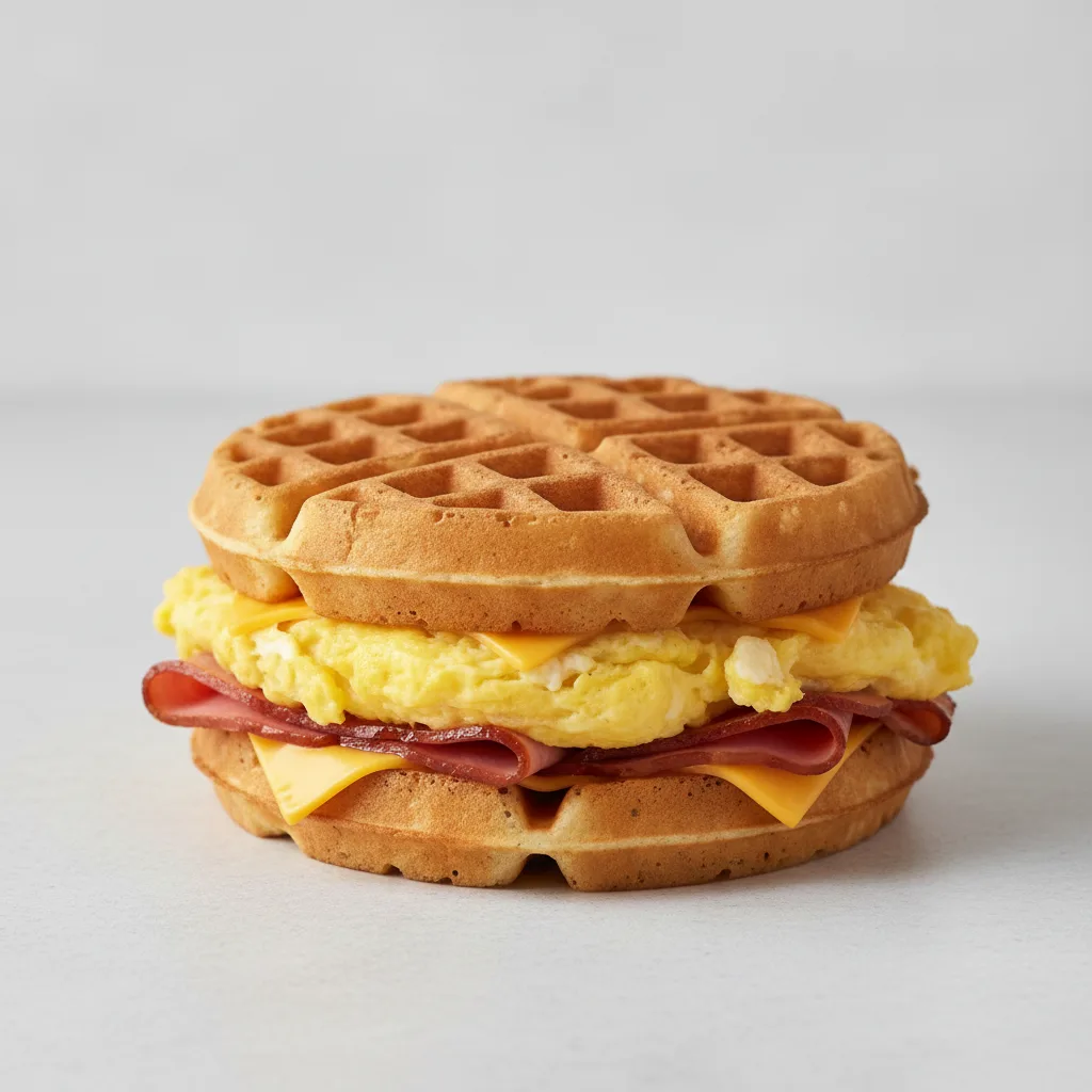 Breakfast Waffle Sandwich With Ham Breakfast Waffle Sandwich With Ham