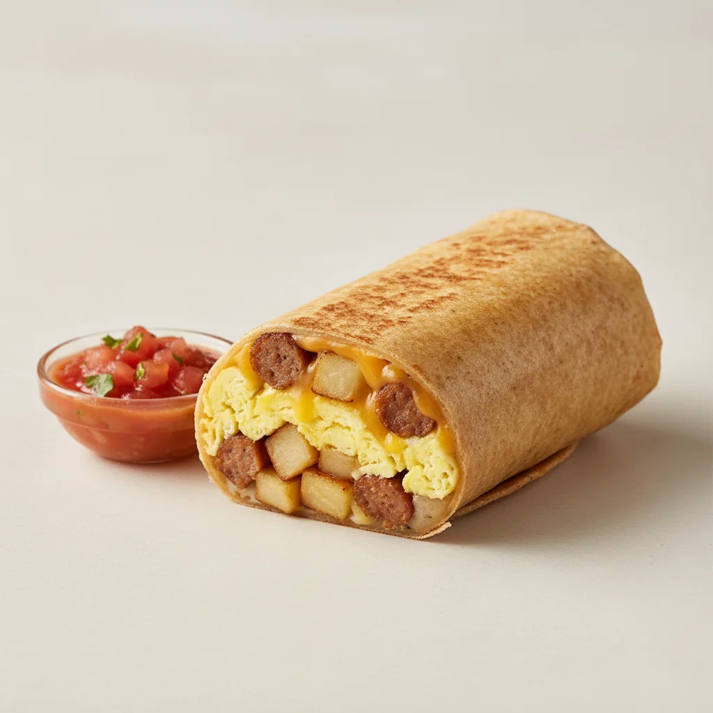 GLUTEN FREE Egg Cheese and Sausage burrito GLUTEN FREE Egg Cheese and Sausage burrito