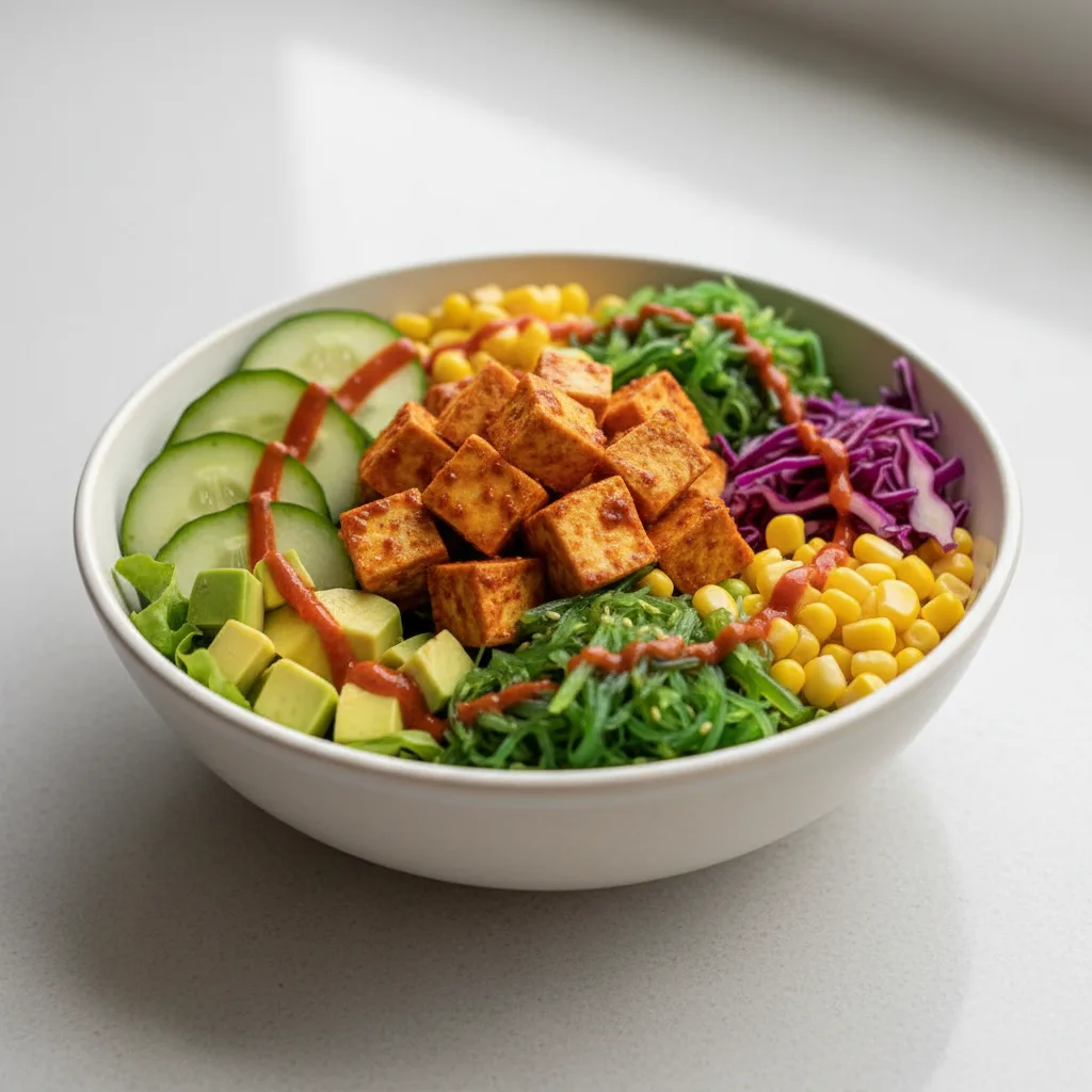 Tofu Poke Bowl with Spicy Sauce Tofu Poke Bowl with Spicy Sauce