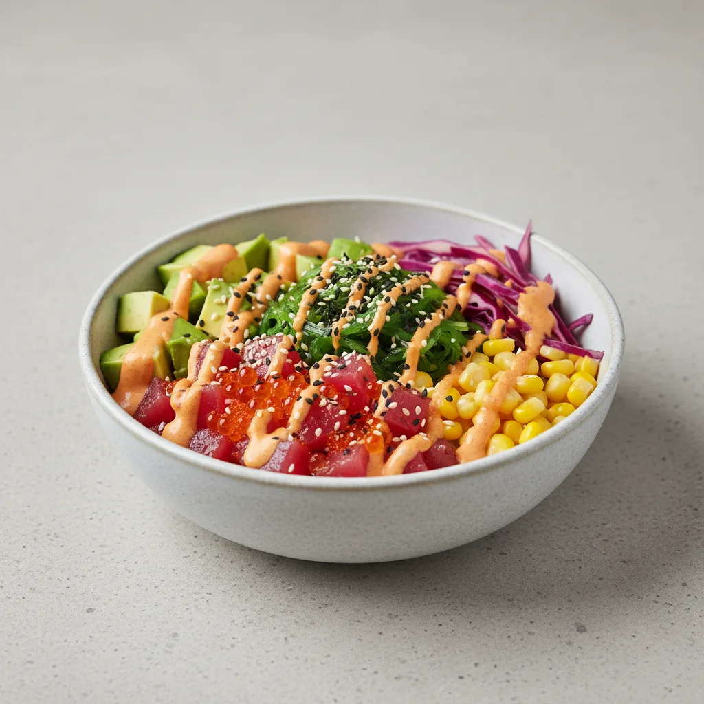 Spicy Tuna Cado Poke Bowl with Spicy Sauce Spicy Tuna Cado Poke Bowl with Spicy Sauce