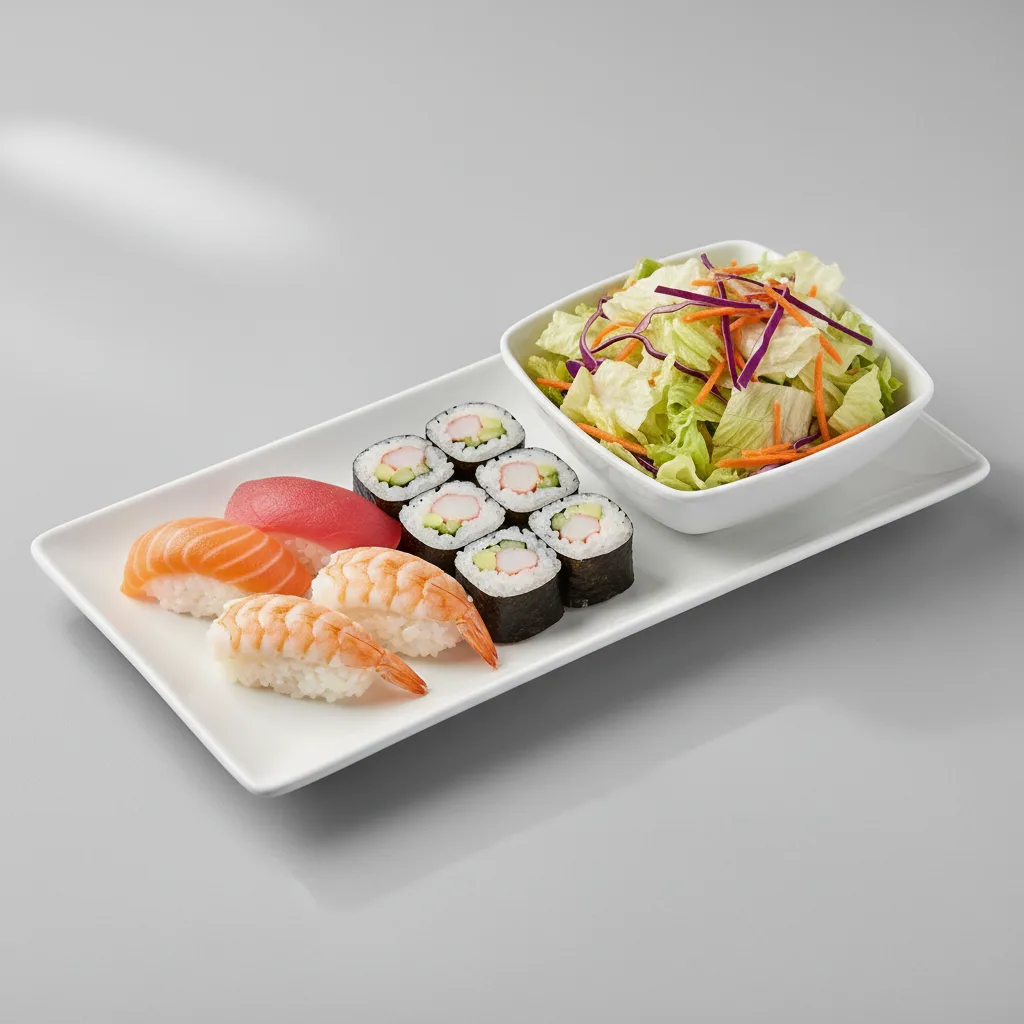 Assorted Sushi and Cali Roll with House Salad Assorted Sushi and Cali Roll with House Salad