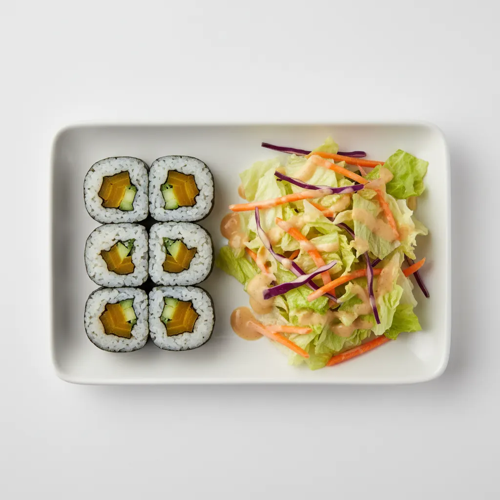 Oshinko and Veggie Roll with House Salad Oshinko and Veggie Roll with House Salad