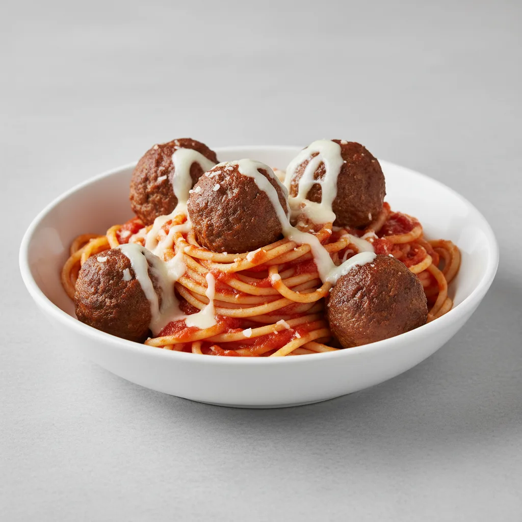 Spaghetti with Meatballs & House Salad Spaghetti with Meatballs & House Salad