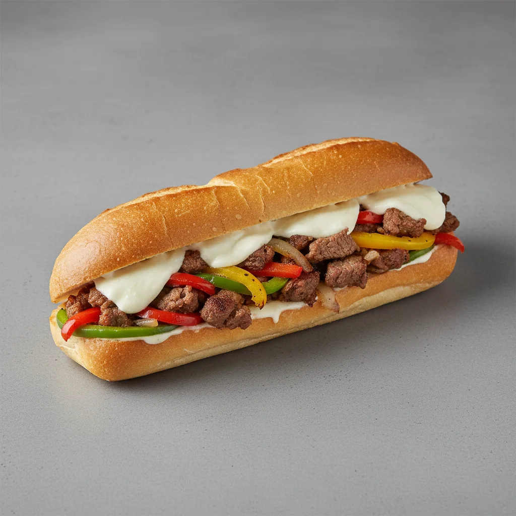 Philly Cheesesteak Sub Sandwich & House Salad Philly Cheesesteak Sub Sandwich & House Salad