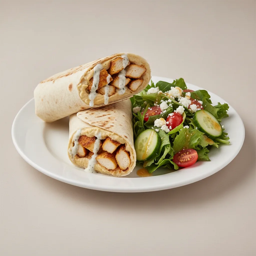 Shawarma Chicken Wrap with a Side Salad Shawarma Chicken Wrap with a Side Salad