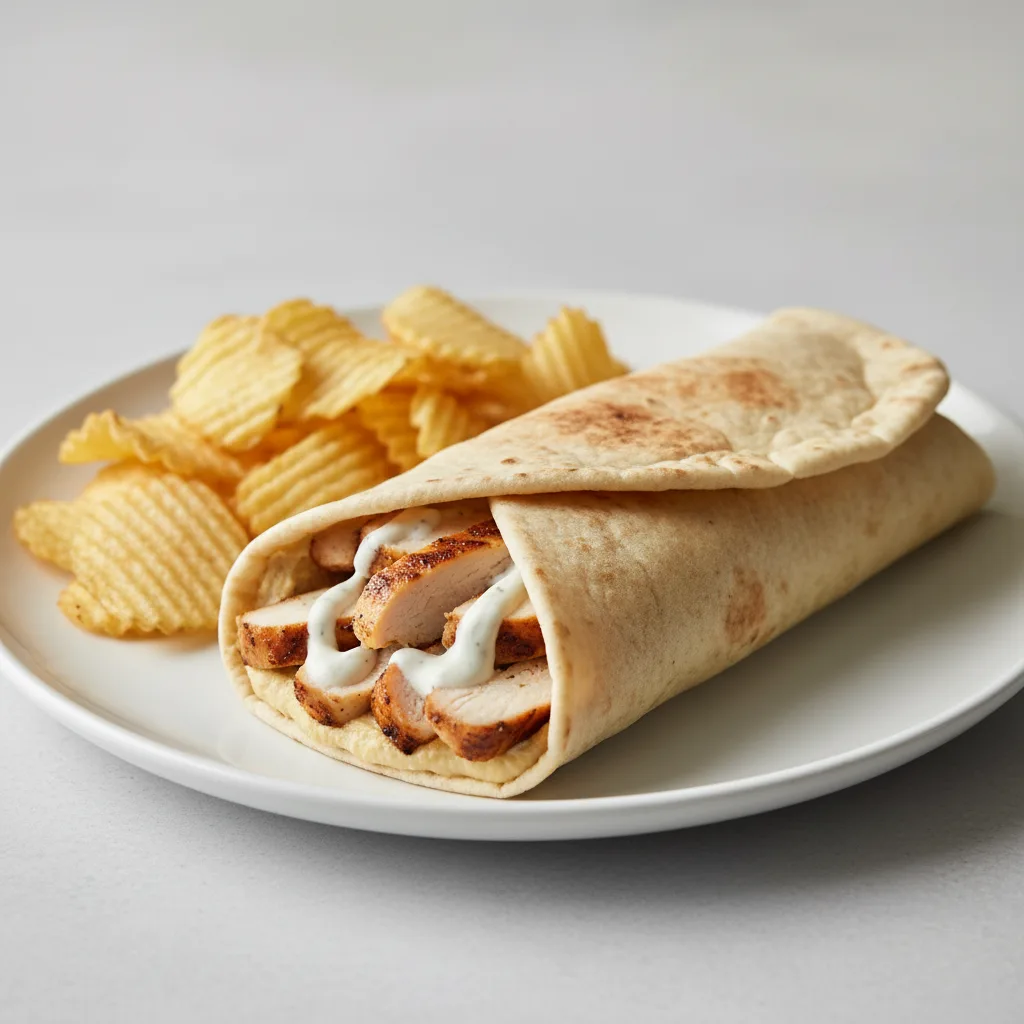 Shawarma Chicken Wrap with Homemade Potato Chips Shawarma Chicken Wrap with Homemade Potato Chips