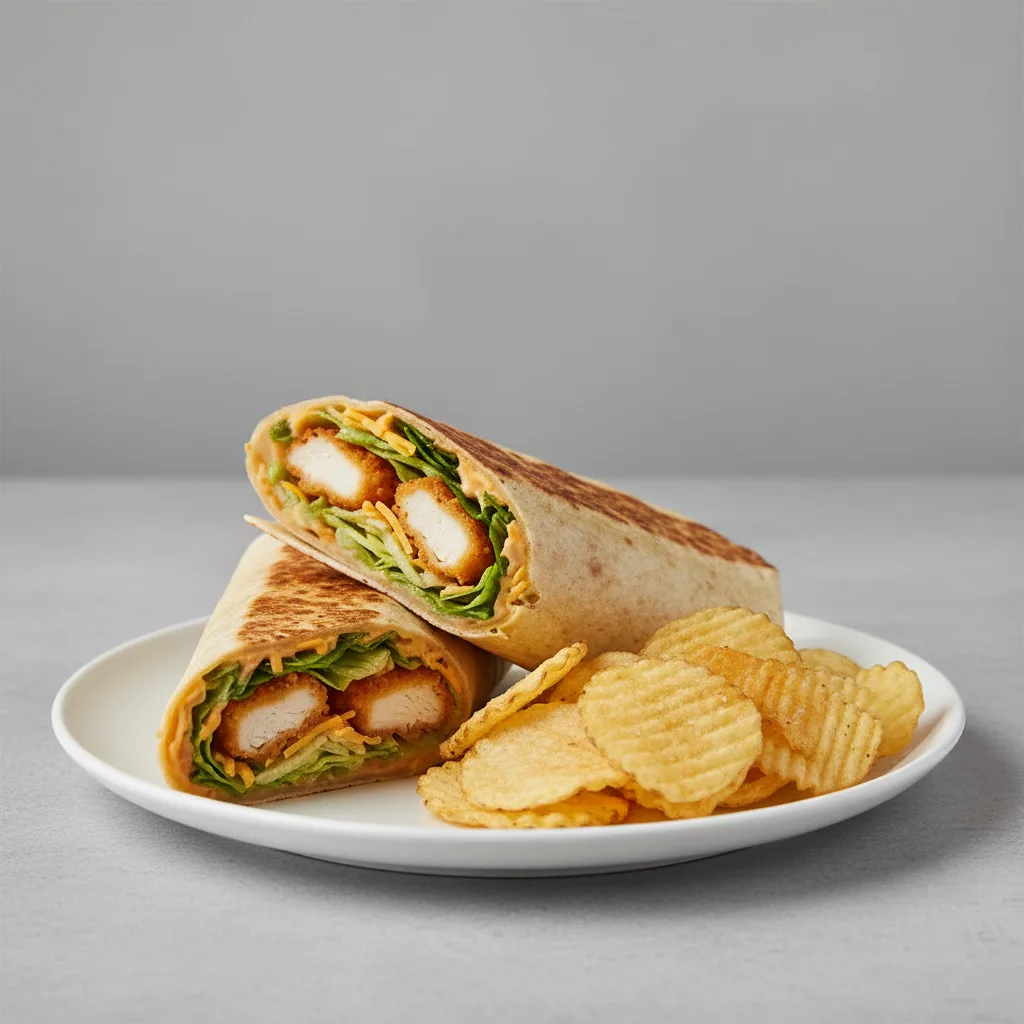 Crispy Tenders Wrap with Homemade Potato Chips Crispy Tenders Wrap with Homemade Potato Chips