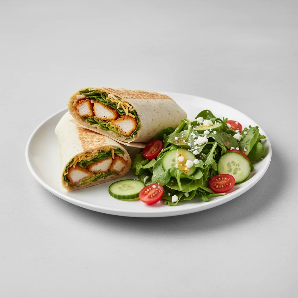 Crispy Tenders Wrap with a Side Salad Crispy Tenders Wrap with a Side Salad