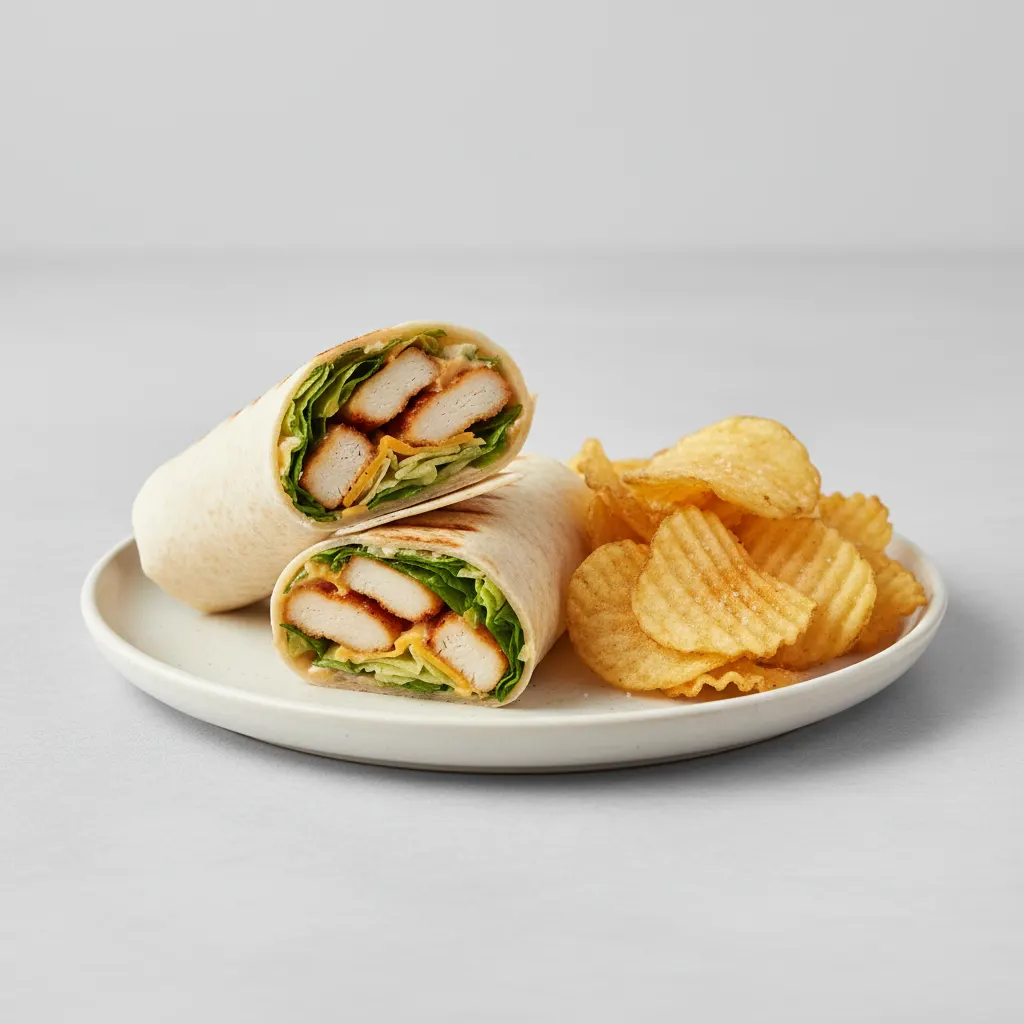 Grilled Tenders Wrap with Homemade Potato Chips Grilled Tenders Wrap with Homemade Potato Chips