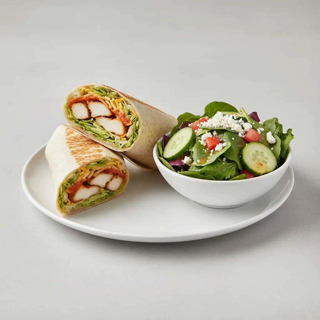 Grilled Tenders Wrap with a Side Salad Grilled Tenders Wrap with a Side Salad