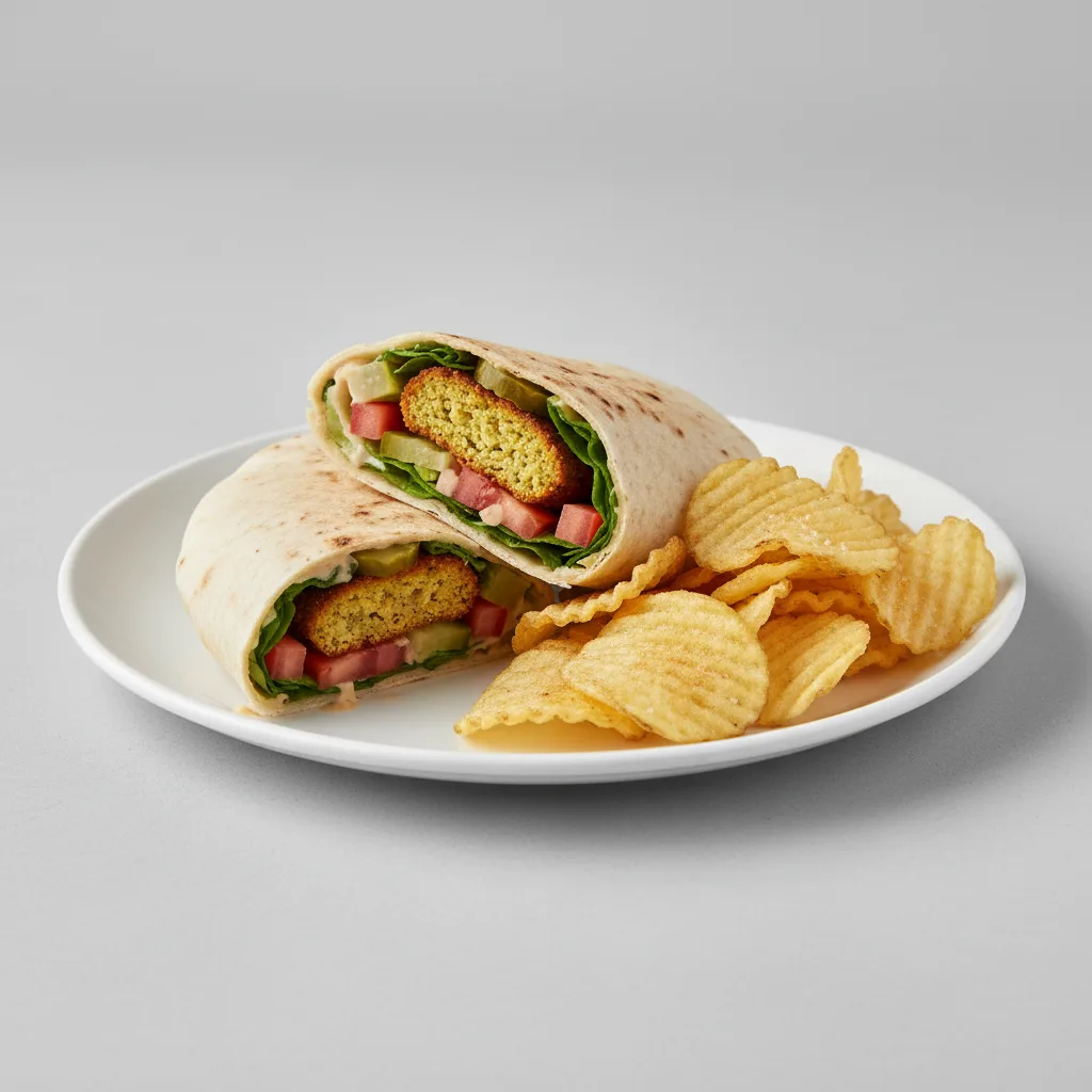 Falafel Wrap with Homemade Potato Chips Falafel Wrap with Homemade Potato Chips