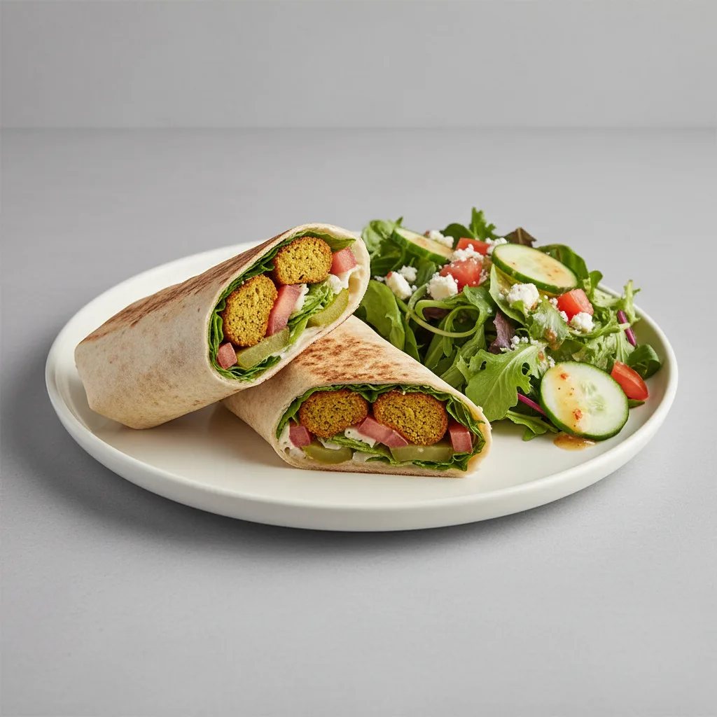 Falafel Wrap with a Side Salad Falafel Wrap with a Side Salad