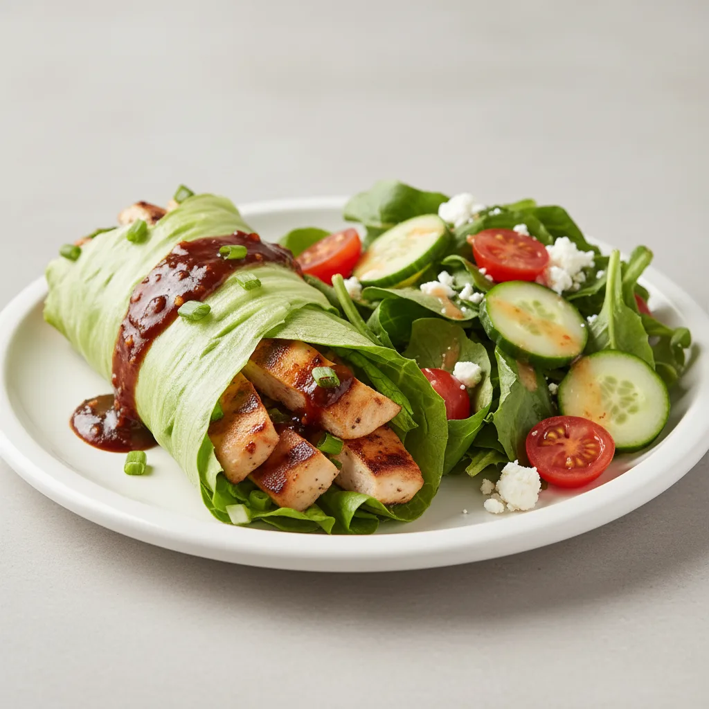 Chicken Lettuce Wrap with a Side Salad Chicken Lettuce Wrap with a Side Salad